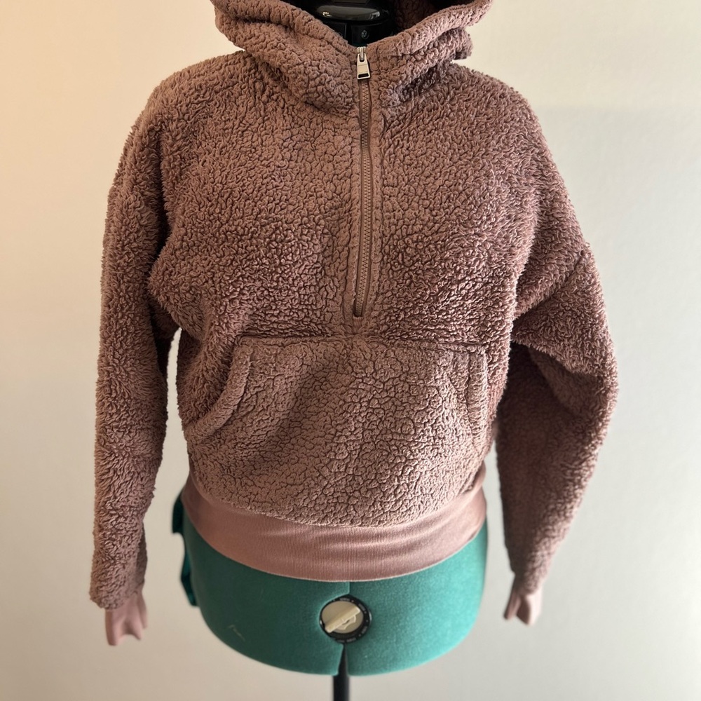 Calvin Klein Performance Dusty Mauve Sherpa Half-Zip Hoodie Women’s S